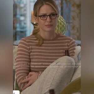 VINCE Feeder Stripe Long-Sleeve Crewneck Tee ASO Kara on Supergirl show